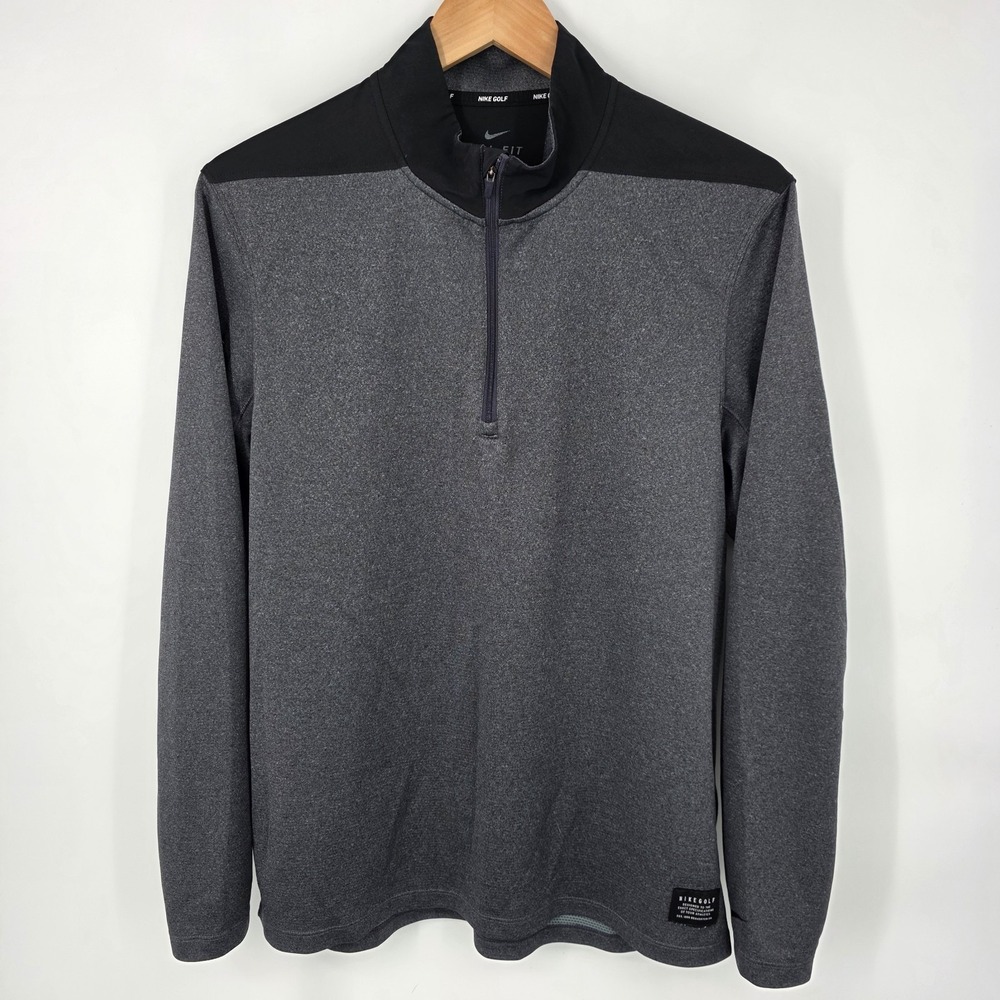 Nike Pullover‎ Mens M Gray Golf Dry Core 1/4 Zip Sweater Long Sleeve Cover Up - Picture 2 of 7
